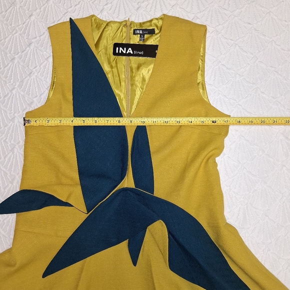 Ina Yellow and Blue Mini Dress Size M L - Picture 9 of 16